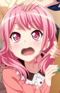 😖 anime girl, pink hair, cute, anime, character, digital art telegram sticker