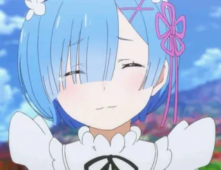 😊 Rem Re:Zero Anime, Manga, Carino, Ragazza, Cameriera, Re:Zero, Rem, Cartone animato, Kawaii telegram sticker