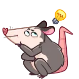 🤔 주머니쥐, 만화, 생각, 전구, 아이디어, 귀여운, 동물 whatsapp sticker