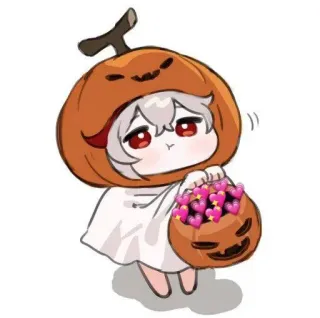 ☁️ Chibi, Halloween, Kürbis, Süß, Anime, Geist telegram sticker