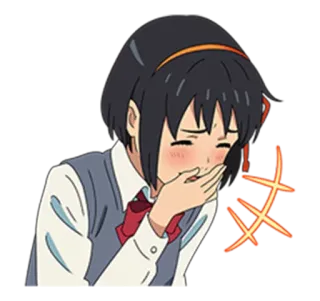 😂 Mitsuha Miyamizu Your Name anime, mitsuha miyamizu, your name, kawaii, embarrassed, blushing telegram sticker