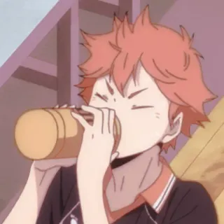 🏐 Hinata Shoyo Haikyuu!! Hinata Shoyo, Anime, Manga, Haikyuu, Karasuno, Cheveux Orange, Boire whatsapp sticker