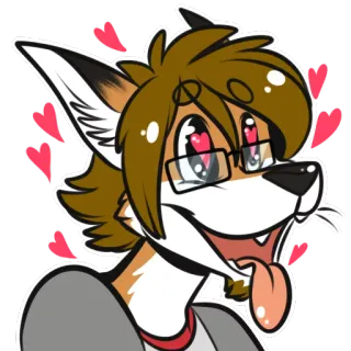 😍 Фурри, Антропоморфный, Животное, Лиса, Любовь, Сердце, Стикер, Милый telegram sticker