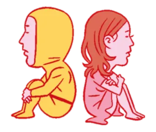 😐 triste, persone, cartoni animati, emozioni, relazione, isolamento whatsapp sticker