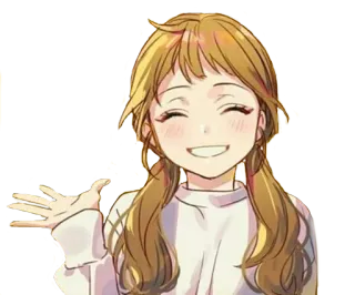 👋 อนิเมะ, ผู้หญิง, ผู้หญิง, รอยยิ้ม, การ์ตูน, ตัวละคร, คลื่น telegram sticker