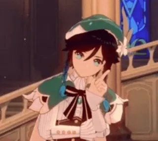 😉 Venti Genshin Impact venti, 原神, アニメ, ゲーム, 指ピストル, 可愛い telegram sticker