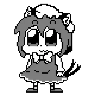 🌕 Anime, Manga, Pixel art, Arte digital, Personaje, Blanco y negro whatsapp sticker