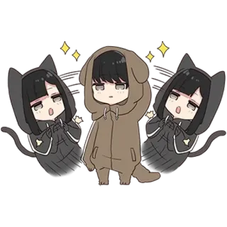 🌟 อนิเมะ, จิบิ, คาวาอิ, น่ารัก, แมว, หมา, เสื้อฮู้ด telegram sticker