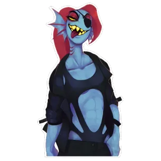 😏 Undyne Undertale undertale, undyne, poisson, monstre, animé telegram sticker
