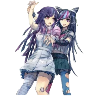😊 Mikan Tsumiki, Ibuki Mioda Danganronpa Anime, Manga, Charaktere, Ibuki Mioda, Mikan Tsumiki, Danganronpa telegram sticker