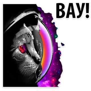 🤗 BAY! chat, astronaute, espace, galaxie, casque whatsapp sticker