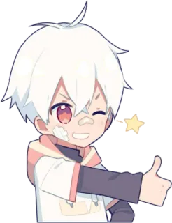 👍 Anime, Menino, Personagem, Fofo, Polegar para cima telegram sticker