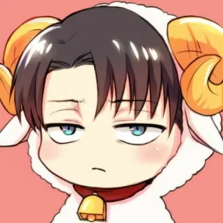 🐏 Levi Ackerman Attack on Titan อนิเมะ, จิบิ, แฟนอาร์ต, ผ่าพิภพไททัน, รีไวล์ แอคเคอร์แมน, แกะ, น่ารัก telegram sticker