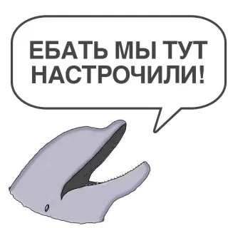 🙈 ЕБАТЬ МЫ ТУТ НАСТРОЧИЛИ! delfín, bocadillo, palabrota, ruso, gracioso, ofensivo whatsapp sticker