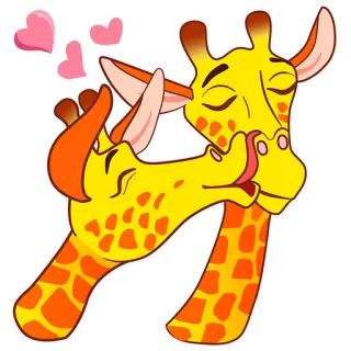 🥰 ยีราฟ, ความรัก, สัตว์, จูบ, หัวใจ, ความรักใคร่ telegram sticker