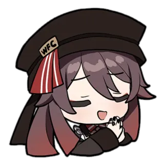 🌸 Hu Tao Genshin Impact Anime, Gioco, Pyro, Cappello, Carino telegram sticker