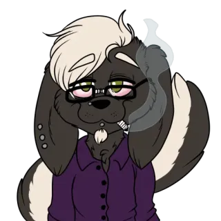 😎 Furry, Fumando, Hierba, Marihuana, Antropomorfo, Dibujos animados, Gafas, Personaje telegram sticker