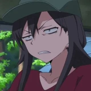 🕸 Anime, Mulher, Boné, Sarcástico, Expressão, Desenho animado telegram sticker