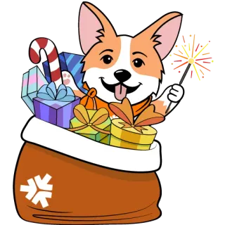 🎁 corgi, cane, regali, stellina, bastoncino di zucchero, festivo, vacanze telegram sticker