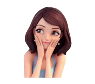 🙂 mujer, dibujo animado, sonrisa, expresión, alegre, lindo, pose telegram sticker