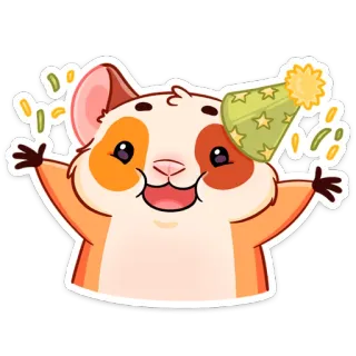 🥳 Criceto, Cappello da festa, Festa, Corfetti, Carino, Animale, Sticker telegram sticker