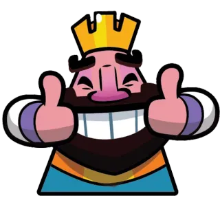 👍 roi, pouce levé, joyeux, couronne, dessin animé whatsapp sticker