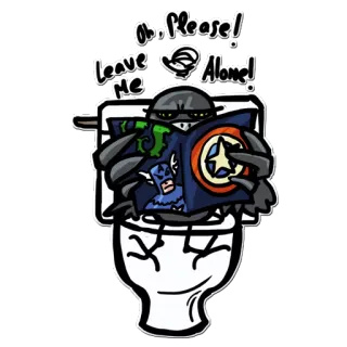 🚽 Oh, Please! Leave ME Alone! Туалет, Супергерой, Комиксы, Смешные, Темный, Мультфильм telegram sticker