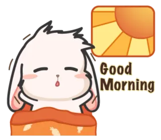 🌝 Good Morning thỏ, chào buổi sáng, hoạt hình, mặt trời, dễ thương, buồn ngủ, thỏ telegram sticker