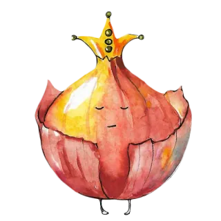 👑 zwiebel, essen, gemüse, krone, aquarell, süß telegram sticker