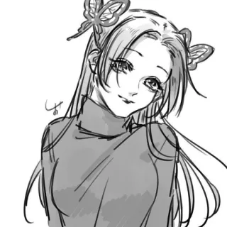 🌸 Anime, Kupu-kupu, Ilustrasi, Sketsa, Wanita, Gambar whatsapp sticker
