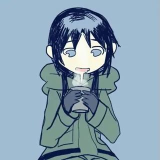 ☕ Аниме, Холод, Зима, Горячий напиток, Девушка, Иллюстрация telegram sticker