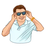 😉 แว่นกันแดด, ผู้ชาย, การ์ตูน, คน, สไตล์, เท่ telegram sticker