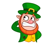 😬 leprechaun, cartoon, green, hat, confused, thinking telegram sticker