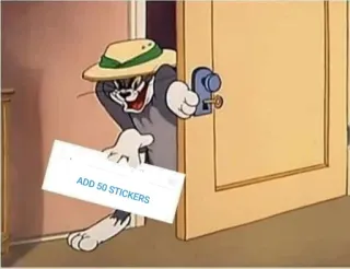 🤔 Tom Cat Tom and Jerry ADD 50 STICKERS Kreskówka, Kot, Drzwi, Zaglądanie, Śmieszne telegram sticker