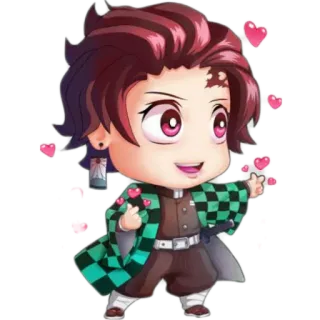 ❤️ Tanjiro Kamado Demon Slayer Anime, Demon Slayer, Tanjiro, Chibi, Herzen, Cartoon whatsapp sticker