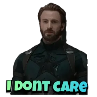😒 Captain America Avengers I DONT CARE Captain America, Je m'en fiche, Attitude, Marvel, Super-héros, Avengers, Film telegram sticker