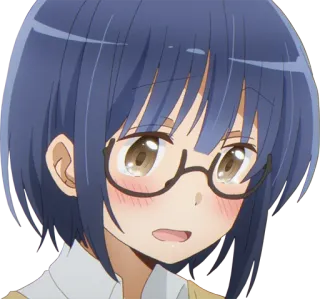 😭 Anime, Ragazza, Occhiali, Rossore, Carino, Cartone animato telegram sticker