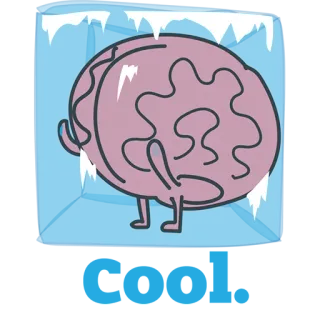 ❄ cerveau, gelé, glace, dessin animé, réflexion, froid whatsapp sticker