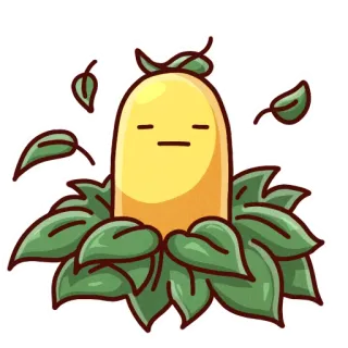 😑 tanaman, daun, kartun, karakter, kuning, imut telegram sticker