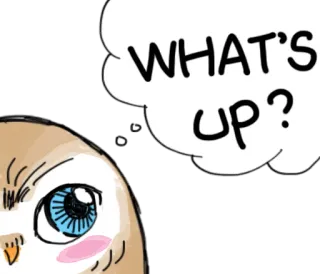 ❓ WHAT'S UP? сова, мультфильм, приветствие, вопрос, как дела, животное, птица telegram sticker