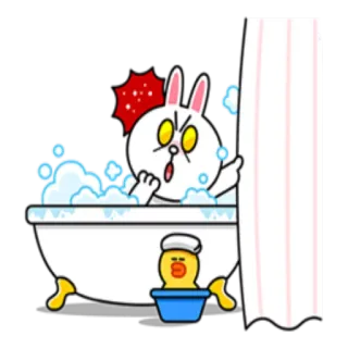 💦 кролик, утка, ванна, злой, мультфильм whatsapp sticker