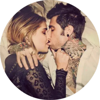 😋 kiss, couple, love, romance, relationship, affection, tattooed telegram sticker