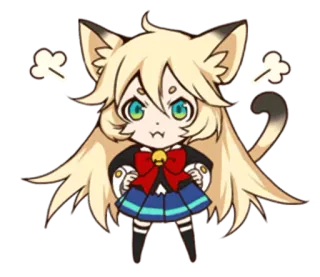 😤 Anime, Ragazza gatto, Arrabbiato/a, Carino/a, Kawaii, Chibi, Kemonomimi telegram sticker