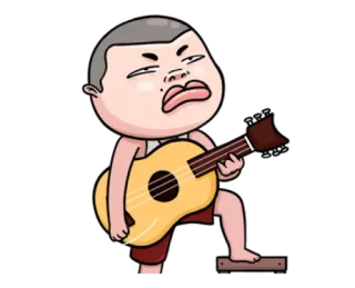 😕 Dibujo animado, Personaje, Hombre, Guitarra, Cantante whatsapp sticker