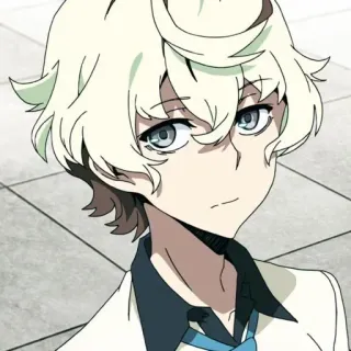🖤 Anime, Garçon, Cheveux blancs, Yeux bleus, Portrait, Dessin animé telegram sticker