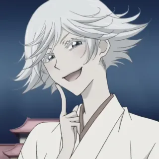 🍚 Anime, Manga, Charakter, lächelnd, weißes Haar, männlich telegram sticker