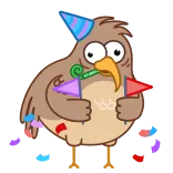 🥳 bird, party, celebration, confetti, animal, cartoon telegram sticker
