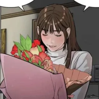 🌸 vrouw, bloemen, boeket, blij, liefde, cadeau telegram sticker