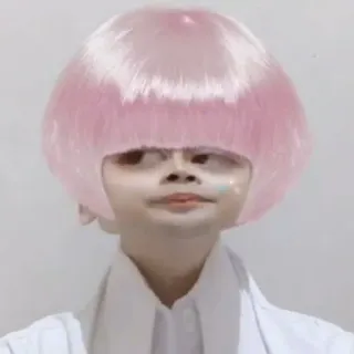 ✨ tóc giả hồng, hài hước, bộ lọc, chân dung, người, khuôn mặt telegram sticker