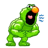 😡 Elmo กล้ามเนื้อ, การ์ตูน, เซซามีสตรีท, สัตว์ประหลาด, ตลก telegram sticker